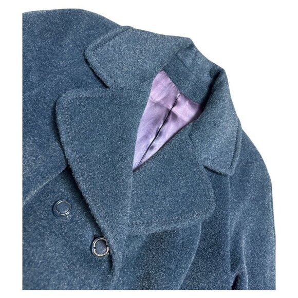 STUNNING VINTAGE Teal Penningtons Retro MOHAIR WOOL Trench Pea Coat Large - Picture 2 of 7